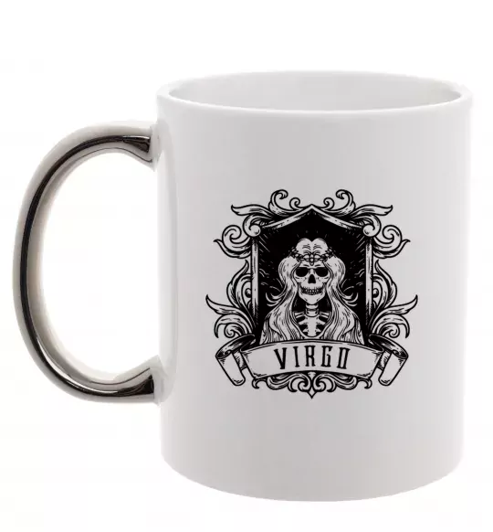 Чашка з кольоровою ручкою Діва скелет Срібло фото