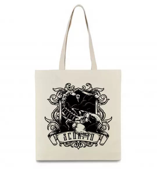 Эко-сумка Скорпіон з черепом Бежевый фото