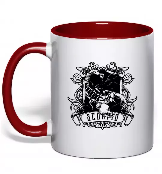 Чашка с цветной ручкой Скорпіон з черепом Красный фото