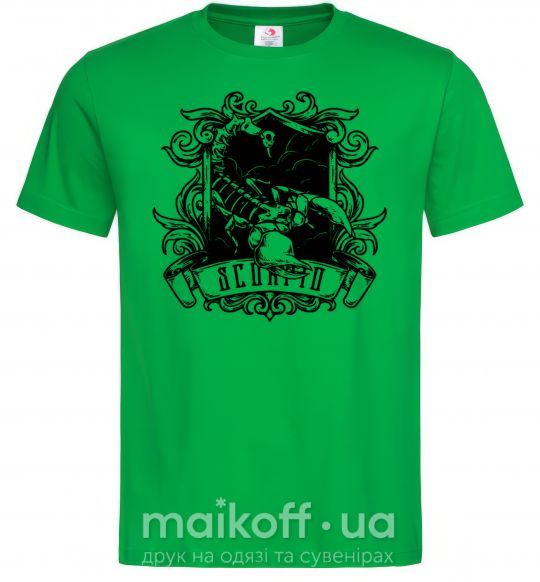 Мужская футболка Скорпион с черепом Зеленый фото
