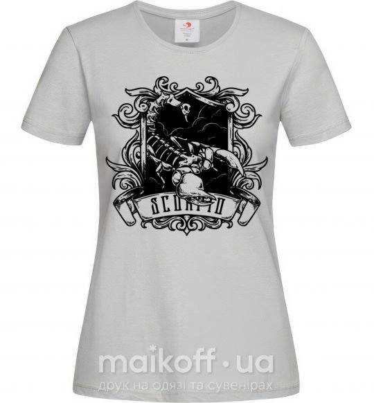 Жіноча футболка Скорпион с черепом Сірий фото