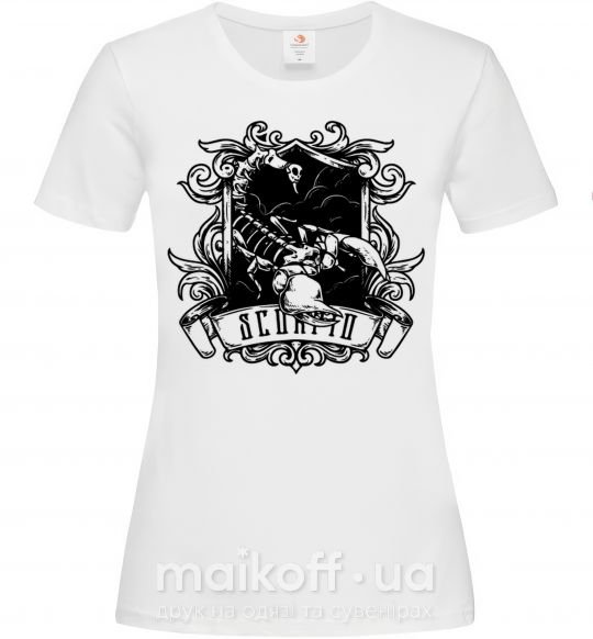 Женская футболка Скорпион с черепом Белый фото
