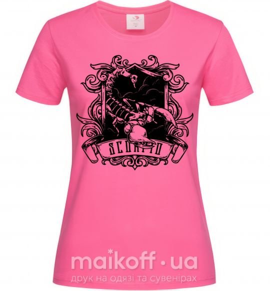 Женская футболка Скорпион с черепом Ярко-розовый фото