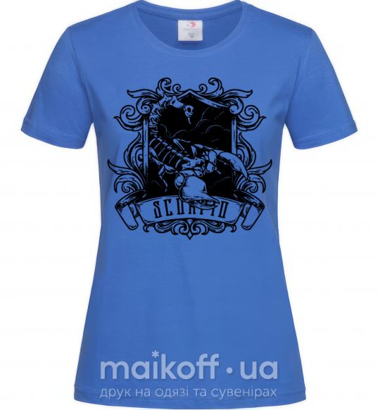 Женская футболка Скорпион с черепом Ярко-синий фото