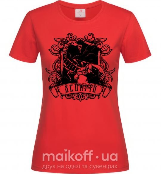 Жіноча футболка Скорпион с черепом Червоний фото