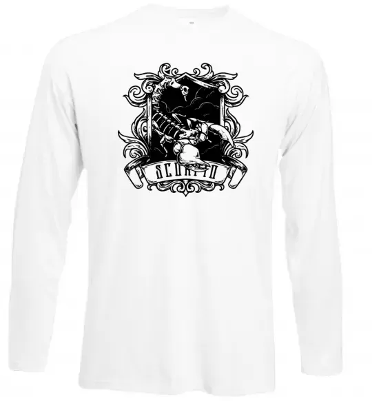 Лонгслів Скорпіон з черепом Білий фото