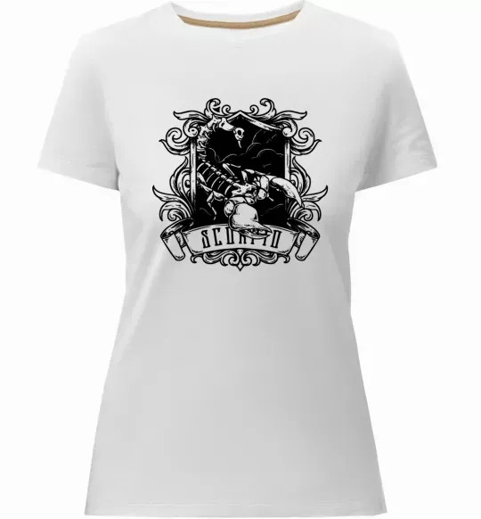 Женская премиум футболка Скорпіон з черепом Белый фото