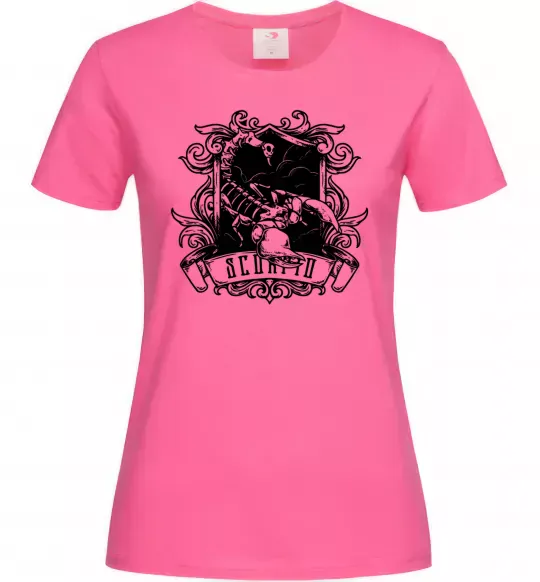 Женская футболка Скорпіон з черепом Ярко-розовый фото