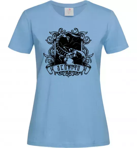 Женская футболка Скорпіон з черепом Голубой фото