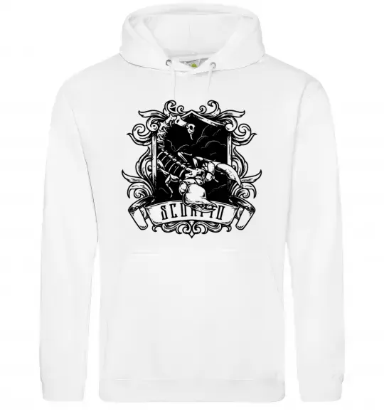 Мужская толстовка (худи) Скорпіон з черепом Белый фото