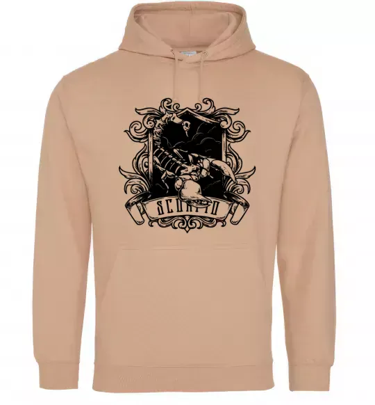 Мужская толстовка (худи) Скорпіон з черепом Песочный фото