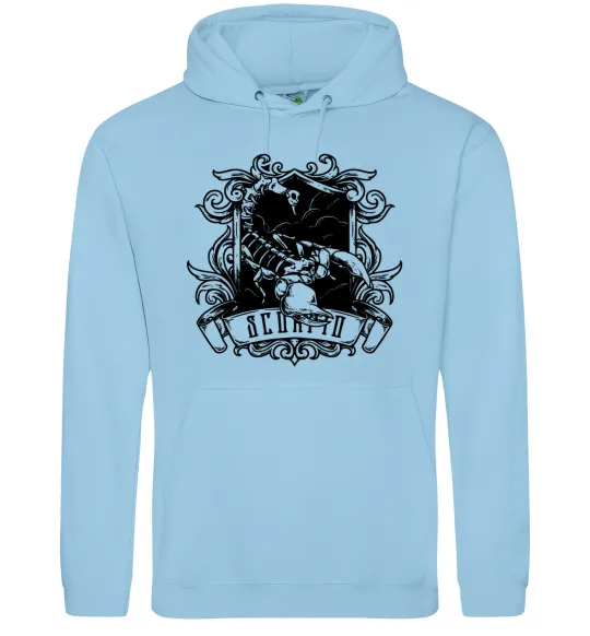 Мужская толстовка (худи) Скорпіон з черепом Голубой фото