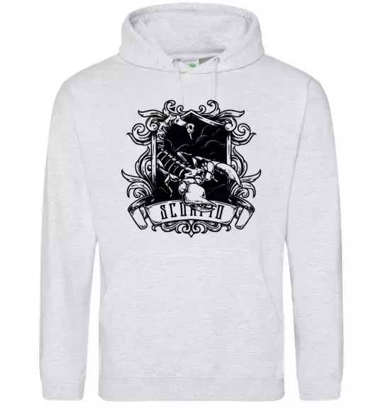 Женская толстовка (худи) Скорпіон з черепом Серый меланж фото