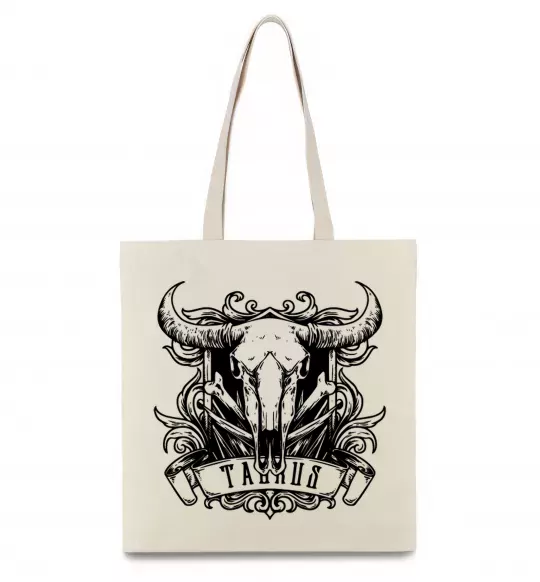 Еко-сумка Телець череп Бежевий фото