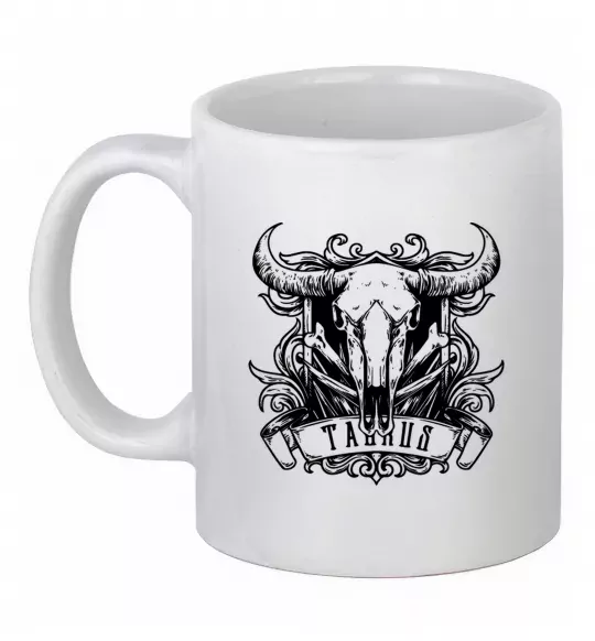 Чашка керамическая Телець череп Белый фото