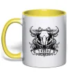 Чашка з кольоровою ручкою Телець череп Лимонний Чашка з кольоровою ручкою Телець череп Лимонний фото