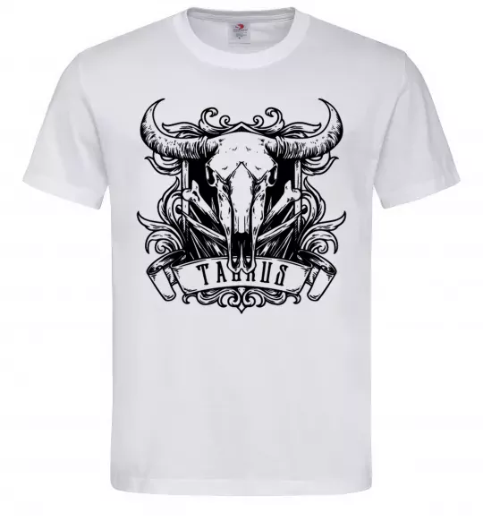 Мужская футболка Телець череп Белый фото