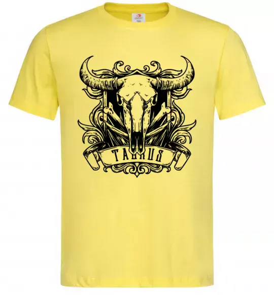 Мужская футболка Телець череп Лимонный фото