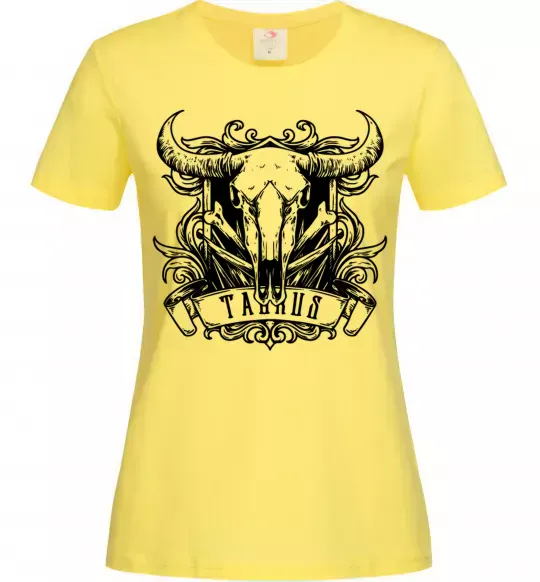 Жіноча футболка Телець череп Лимонний фото