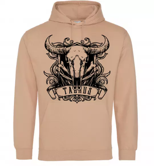 Женская толстовка (худи) Телець череп Песочный фото