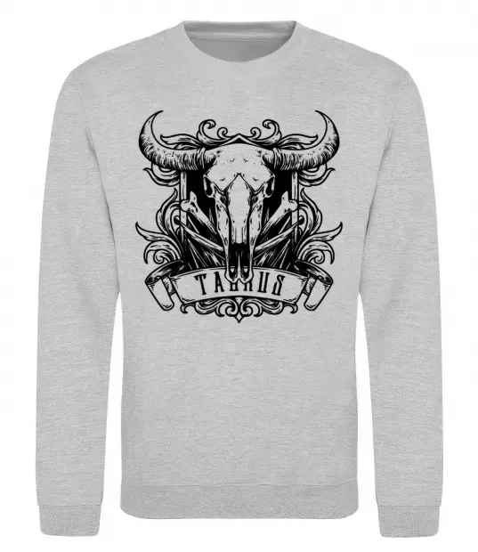 Свитшот Телець череп Серый меланж фото