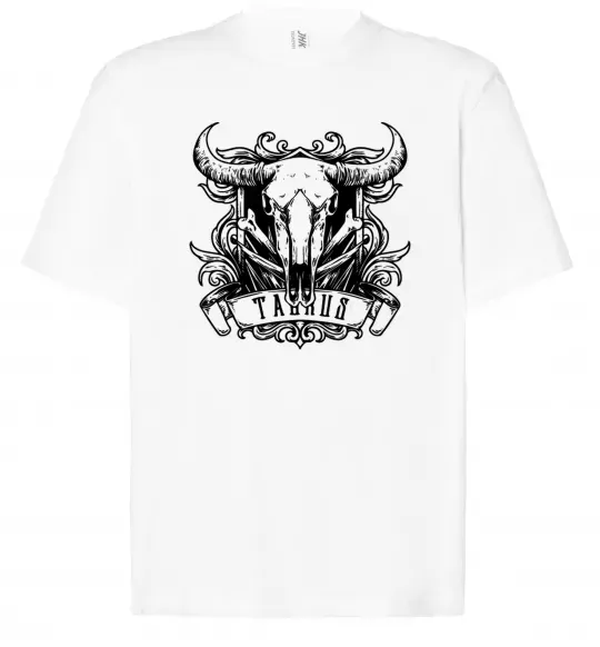 Футболка Оверсайз Телець череп Белый фото
