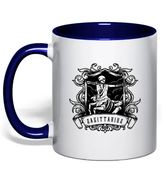 Чашка с цветной ручкой Стрілець скелет Глубокий темно-синий фото