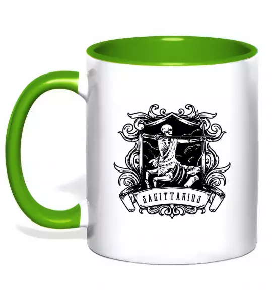 Чашка с цветной ручкой Стрілець скелет Зеленый фото