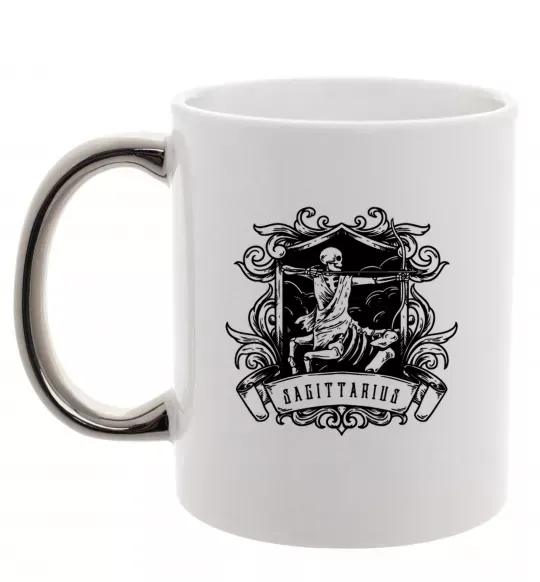 Чашка с цветной ручкой Стрілець скелет Серебро фото