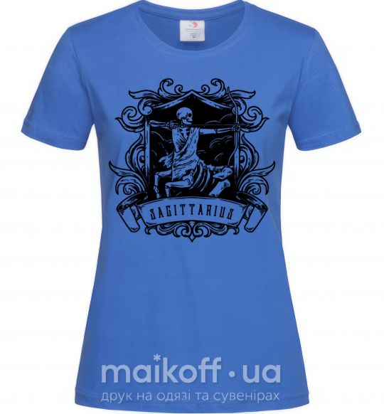 Жіноча футболка Стрелец скелет Яскраво-синій фото
