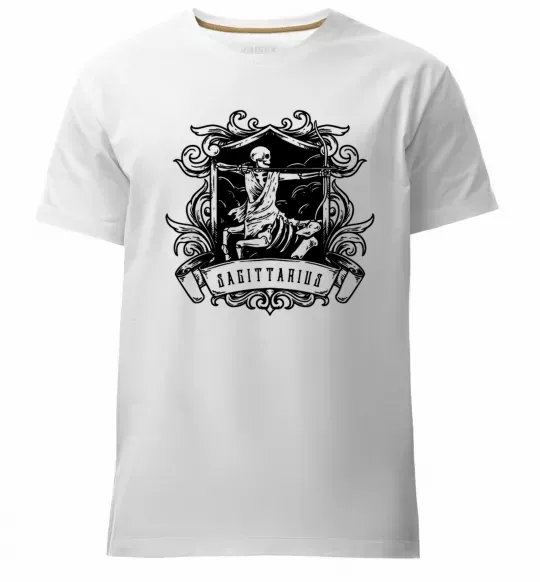 Мужская премиум футболка Стрілець скелет Белый фото