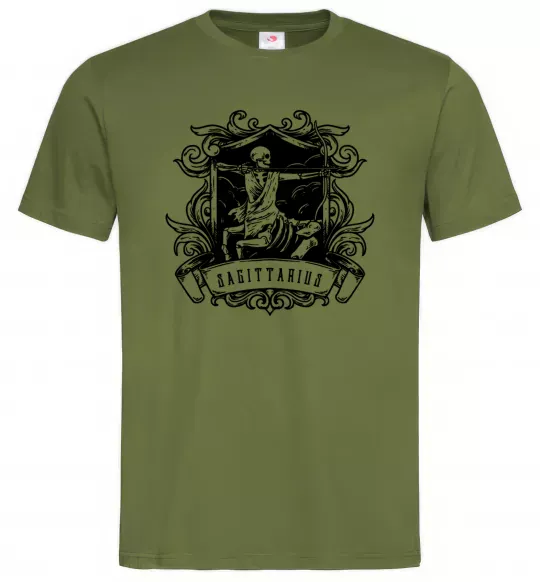 Мужская футболка Стрілець скелет Оливковый фото