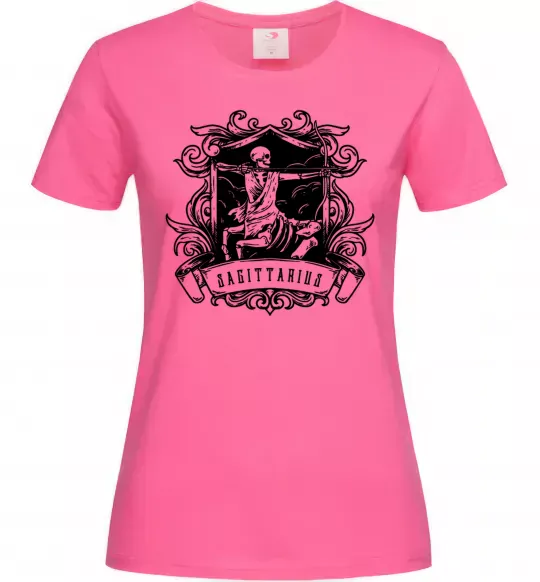 Женская футболка Стрілець скелет Ярко-розовый фото