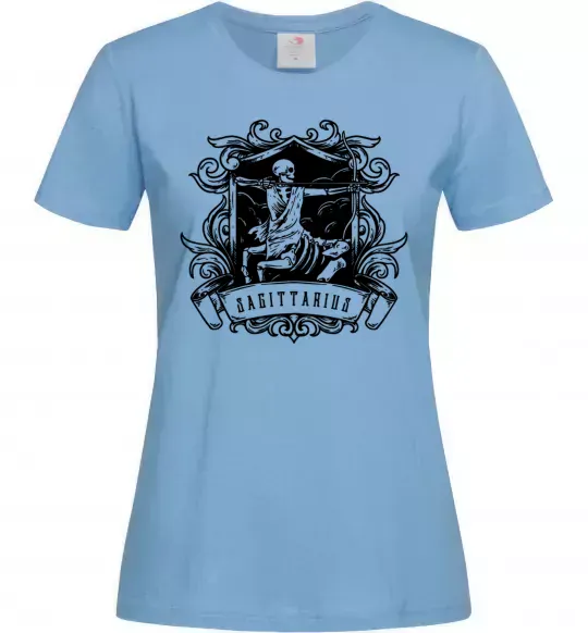 Женская футболка Стрілець скелет Голубой фото