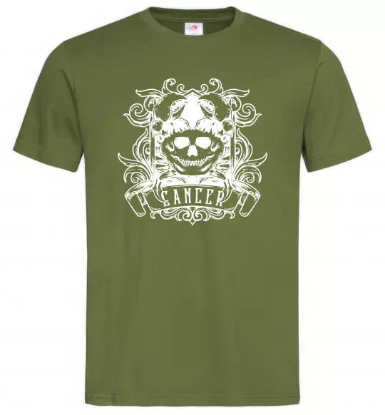 Мужская футболка Рак череп Оливковый фото