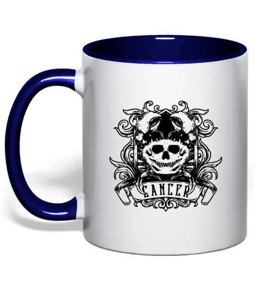 Чашка с цветной ручкой Рак череп Глубокий темно-синий фото