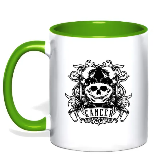 Чашка с цветной ручкой Рак череп Лаймовый фото