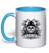 Чашка с цветной ручкой Рак череп Голубой фото