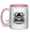 Чашка с цветной ручкой Рак череп Нежно розовый фото