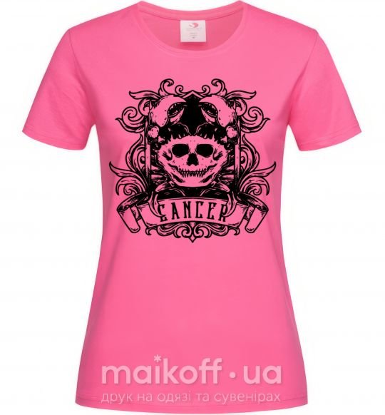 Женская футболка Рак череп Ярко-розовый фото