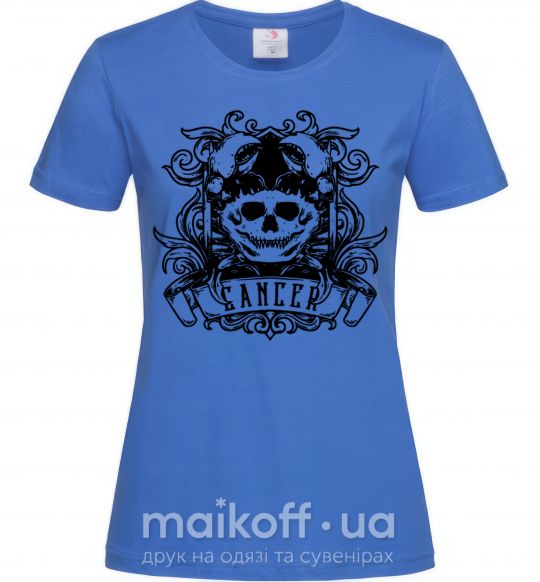 Жіноча футболка Рак череп Яскраво-синій фото