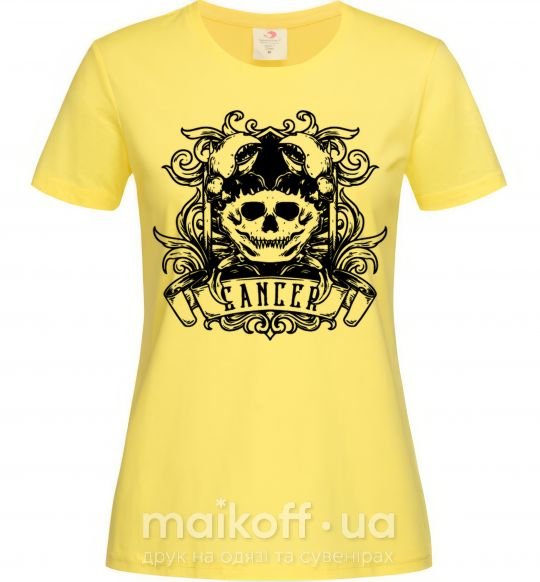 Жіноча футболка Рак череп Лимонний фото