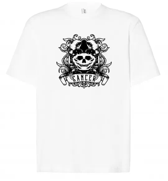 Футболка Оверсайз Рак череп Білий фото