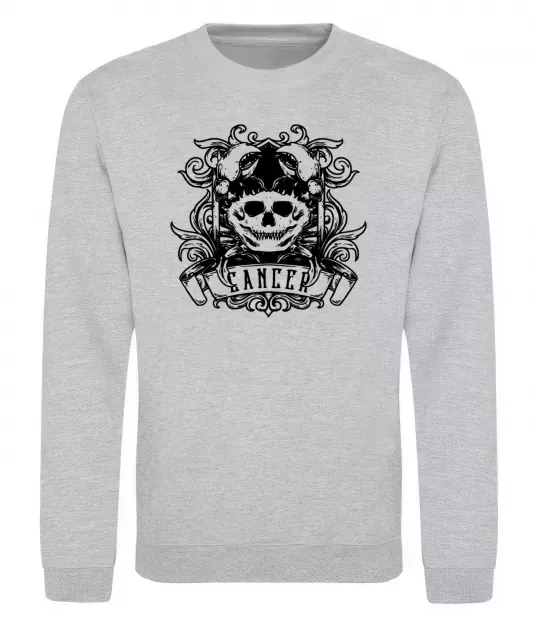 Світшот Рак череп Сірий меланж фото