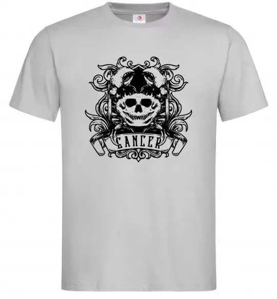 Мужская футболка Рак череп Серый фото