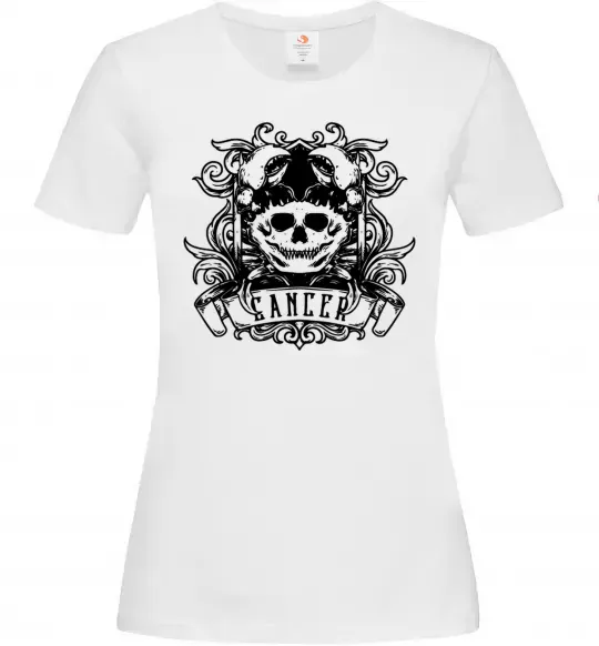Женская футболка Рак череп Белый фото