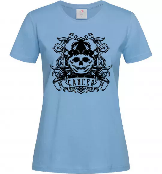 Женская футболка Рак череп Голубой фото