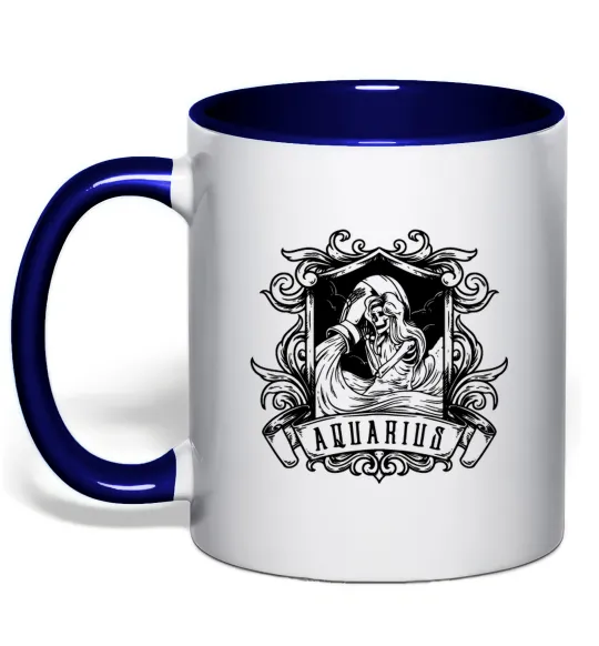 Чашка з кольоровою ручкою Водолій скелет Глибокий темно-синій фото