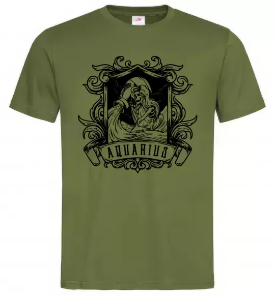 Мужская футболка Водолій скелет Оливковый фото