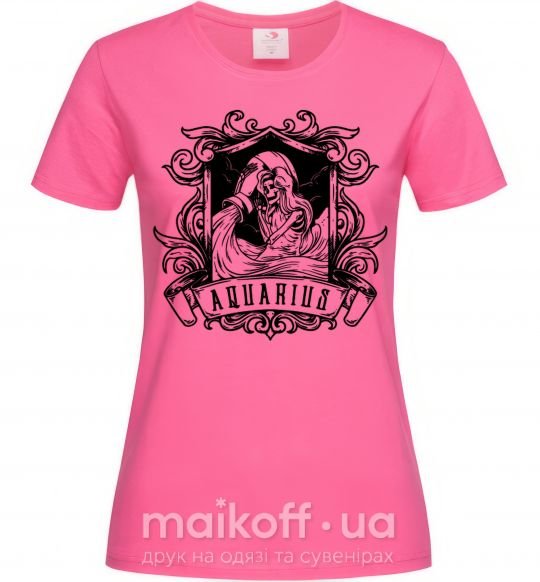 Жіноча футболка Водолей скелет Яскраво-рожевий фото
